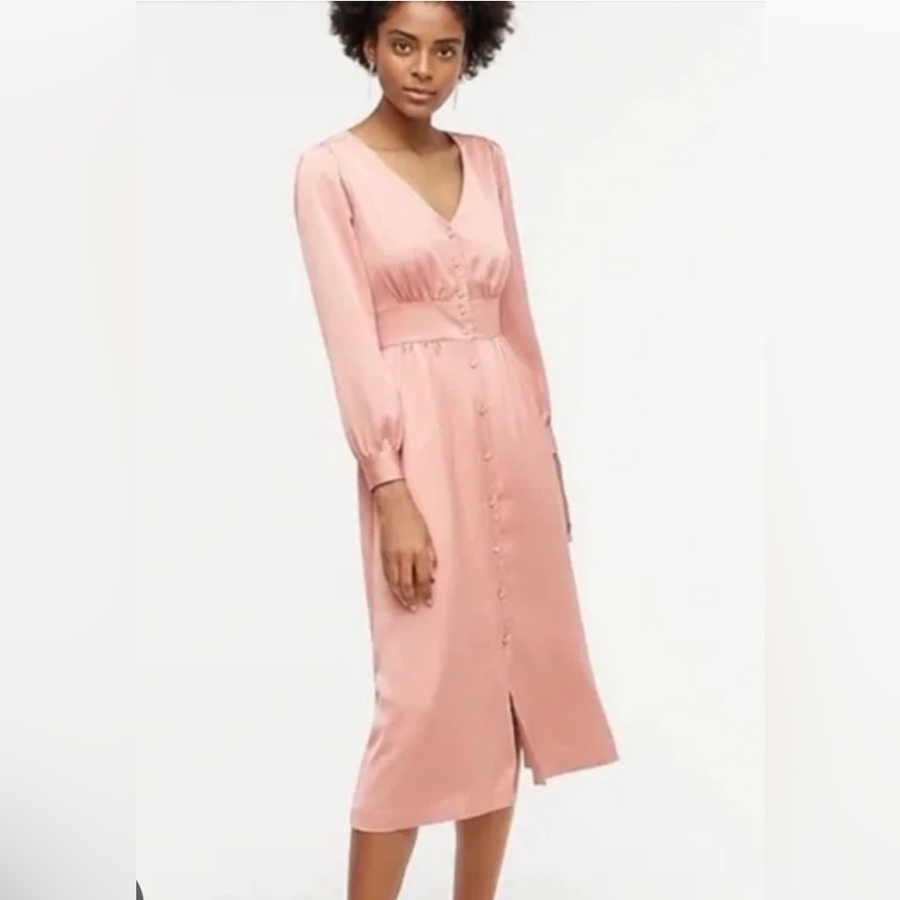NWT J Crew blush pink satin dress w/ pockets, size 2